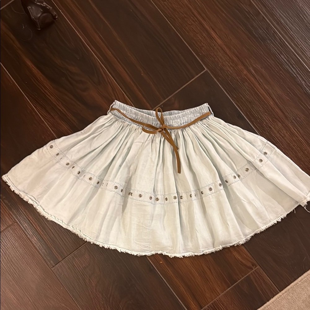 Chambray pleated skirt